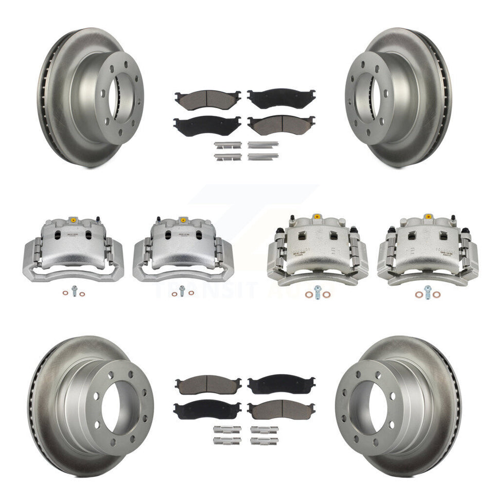 Front Rear Disc Brake Caliper Coated Rotor And Ceramic Pad Kit (10Pc) For Dodge Ram 3500 KCG-100809C