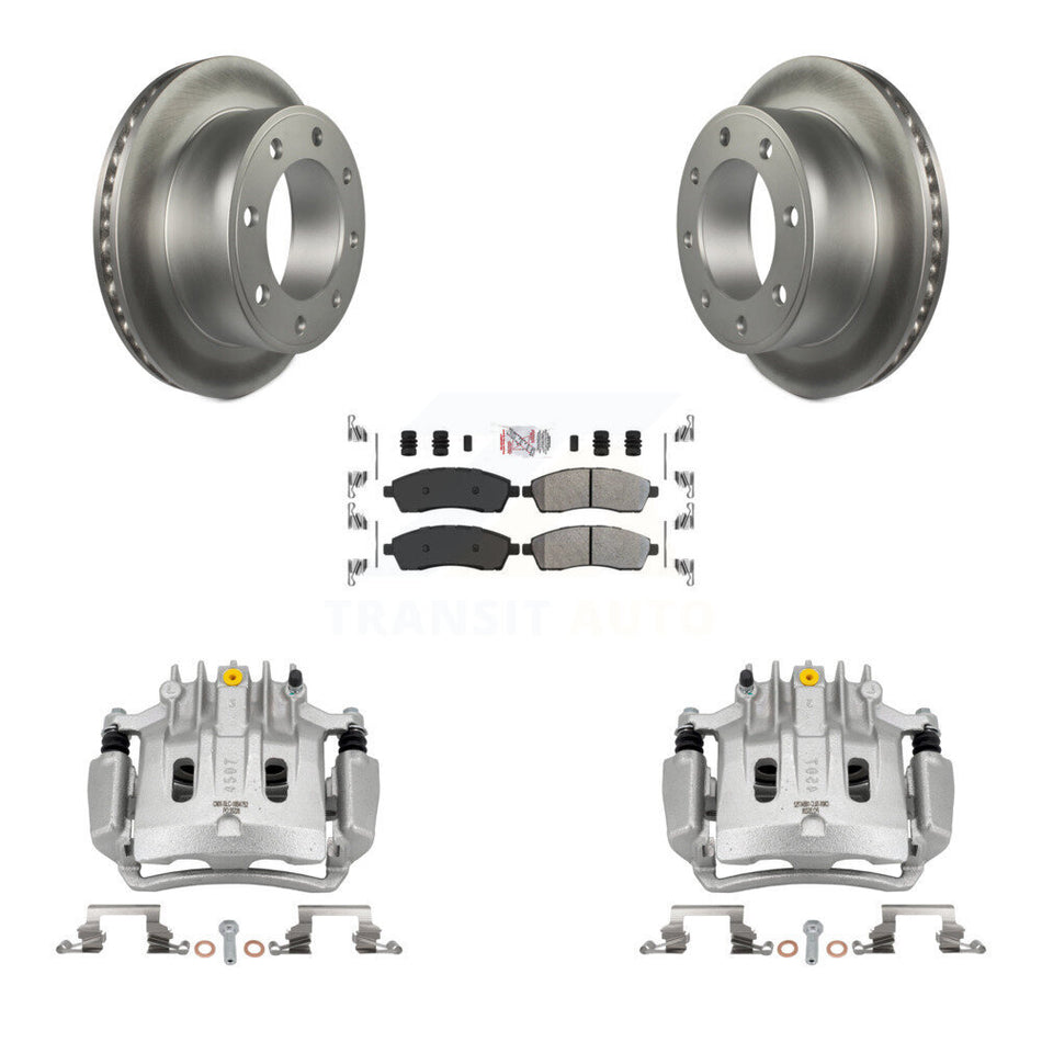 Rear Disc Brake Caliper Coated Rotors And Semi-Metallic Pads Kit For Ford Excursion KCG-100810N