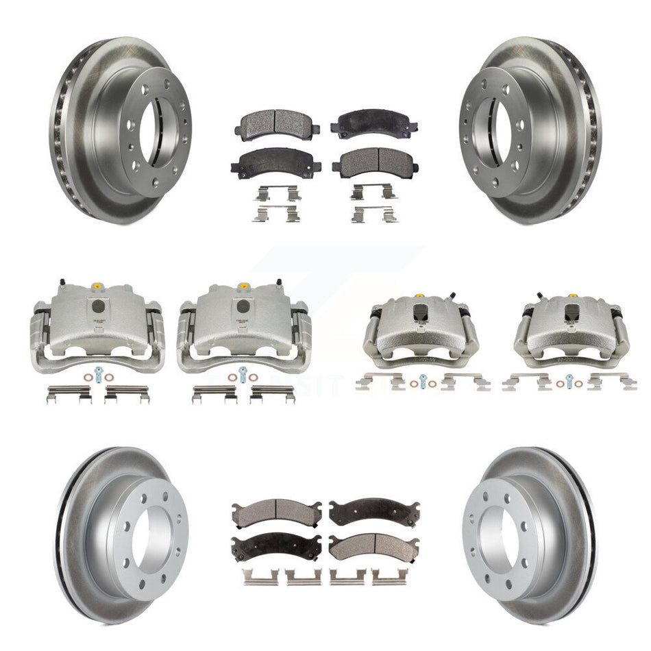 Front Rear Disc Brake Caliper Coated Rotors And Semi-Metallic Pads Kit (10Pc) For Chevrolet Express 2500 GMC Savana KCG-100810P