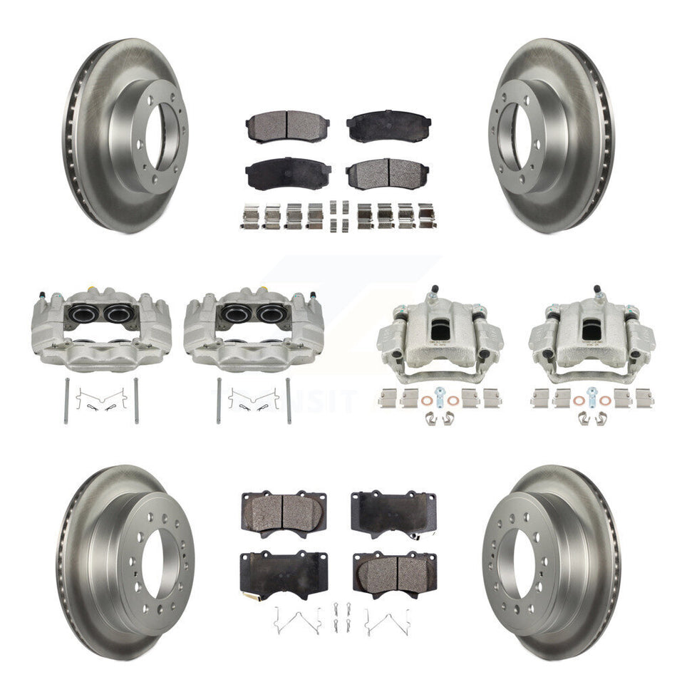 Front Rear Disc Brake Caliper Coat Rotors & Ceramic Pad Kit (10Pc) For Toyota FJ Cruiser KCG-100810T