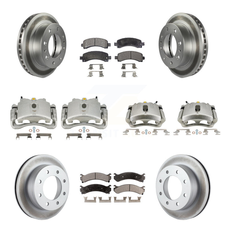 Front Rear Disc Brake Caliper Coated Rotors And Semi-Metallic Pads Kit (10Pc) For Chevrolet Express 2500 GMC Savana KCG-100811P