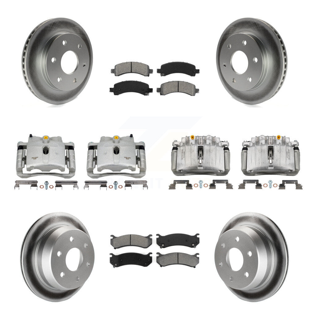 Front Rear Disc Brake Caliper Coated Rotors And Semi-Metallic Pads Kit (10Pc) For KCG-100811S