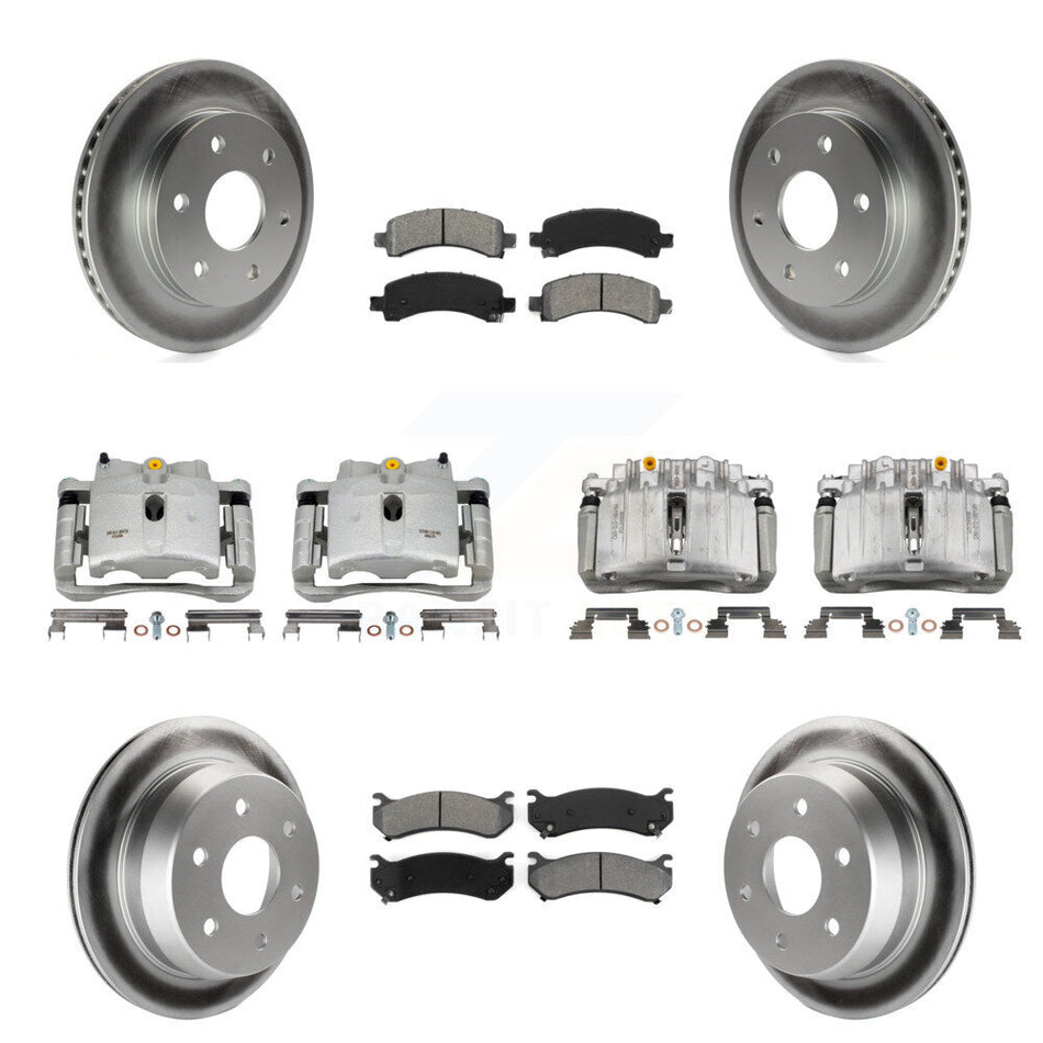 Front Rear Disc Brake Caliper Coated Rotors And Semi-Metallic Pads Kit (10Pc) For KCG-100811S
