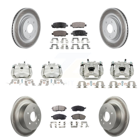 Front Rear Brake Caliper Coat Rotors Semi-Metallic Pad Kit (10Pc) For Nissan Sentra Juke KCG-100812P