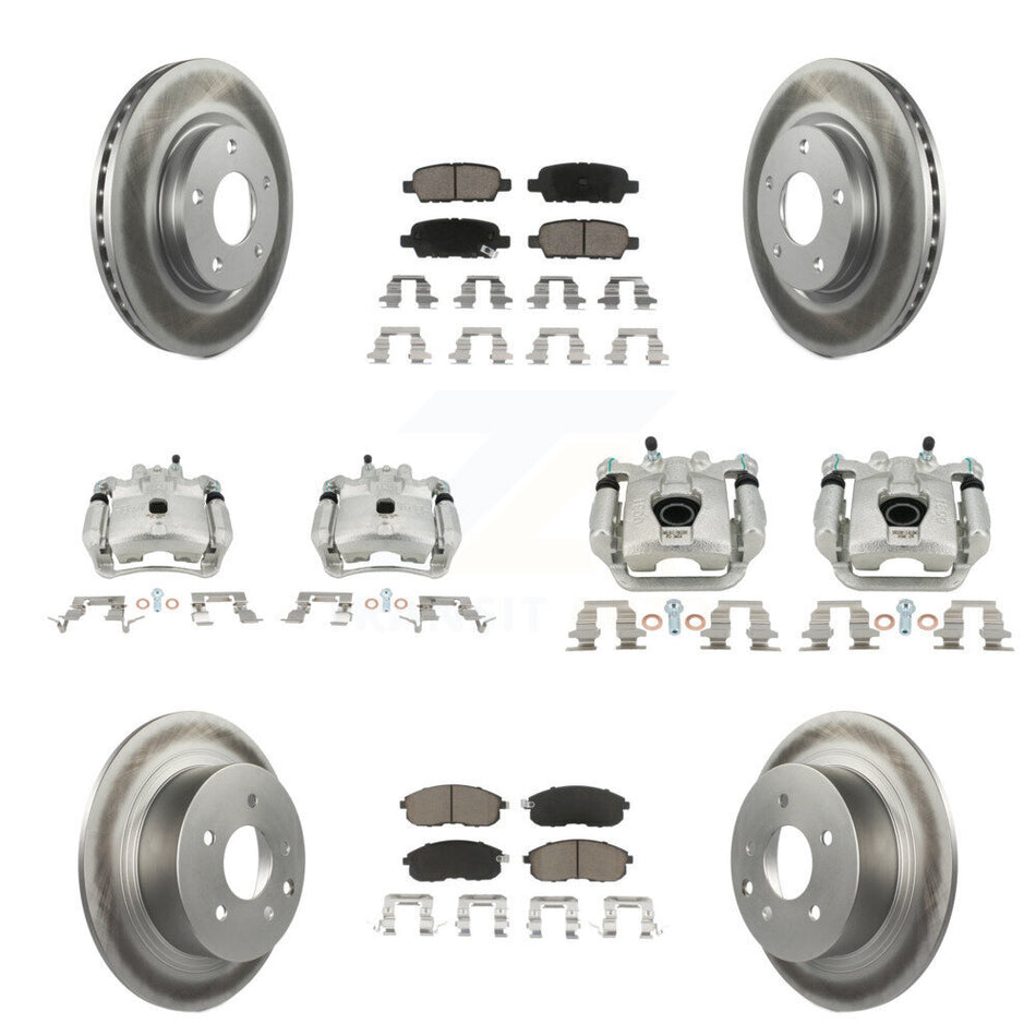 Front Rear Disc Brake Caliper Coated Rotors And Ceramic Pad Kit (10Pc) For Nissan Sentra KCG-100813C