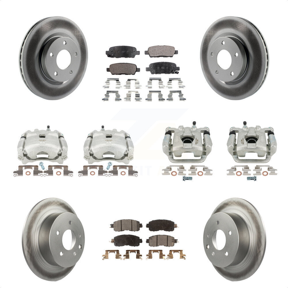 Front Rear Disc Brake Caliper Coated Rotors And Semi-Metallic Pads Kit (10Pc) For Nissan Altima KCG-100813P by Transit Auto