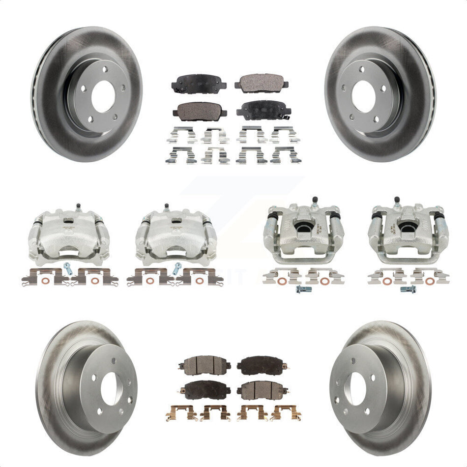 Front Rear Disc Brake Caliper Coated Rotors And Semi-Metallic Pads Kit (10Pc) For Nissan Altima KCG-100813P by Transit Auto