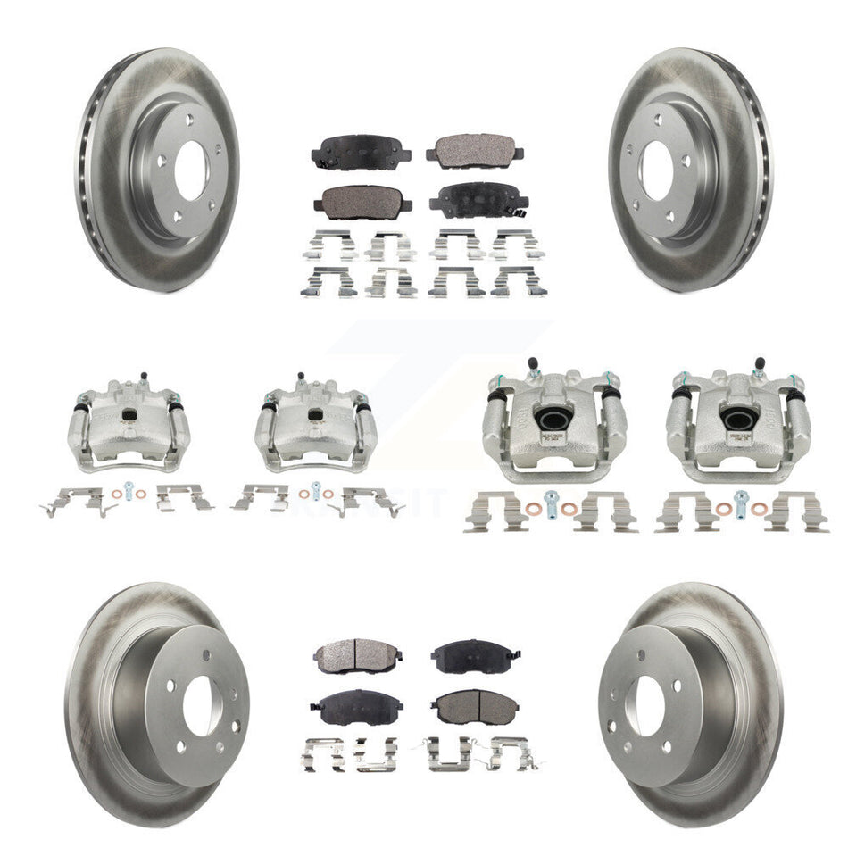 Front Rear Disc Brake Caliper Coated Rotors And Ceramic Pad Kit (10Pc) For Nissan Sentra KCG-100813T