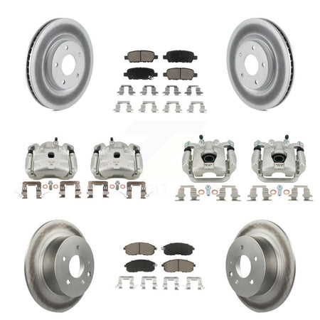 Front Rear Disc Brake Caliper Coated Rotors And Ceramic Pad Kit (10Pc) For Nissan Sentra KCG-100814C