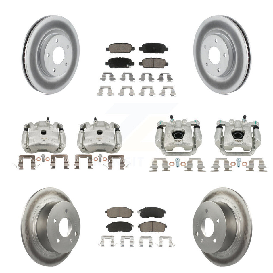 Front Rear Disc Brake Caliper Coated Rotors And Ceramic Pad Kit (10Pc) For Nissan Sentra KCG-100814C