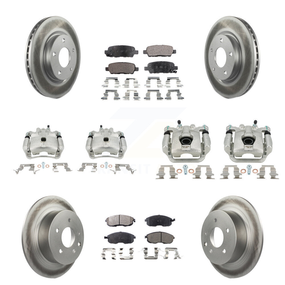 Front Rear Disc Brake Caliper Coat Rotors Semi-Metallic Pad Kit (10Pc) For Nissan Sentra KCG-100814P