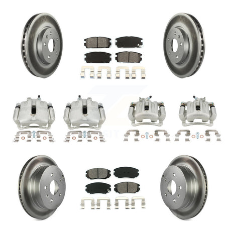 Front Rear Brake Caliper Coat Rotor & Semi-Metallic Pad Kit (10Pc) For Chevrolet Equinox KCG-100814S