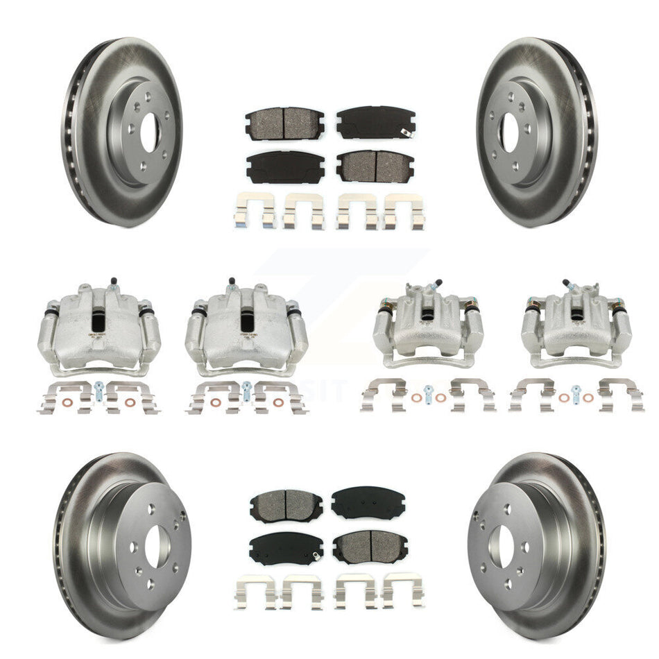 Front Rear Brake Caliper Coat Rotor & Semi-Metallic Pad Kit (10Pc) For Chevrolet Equinox KCG-100814S