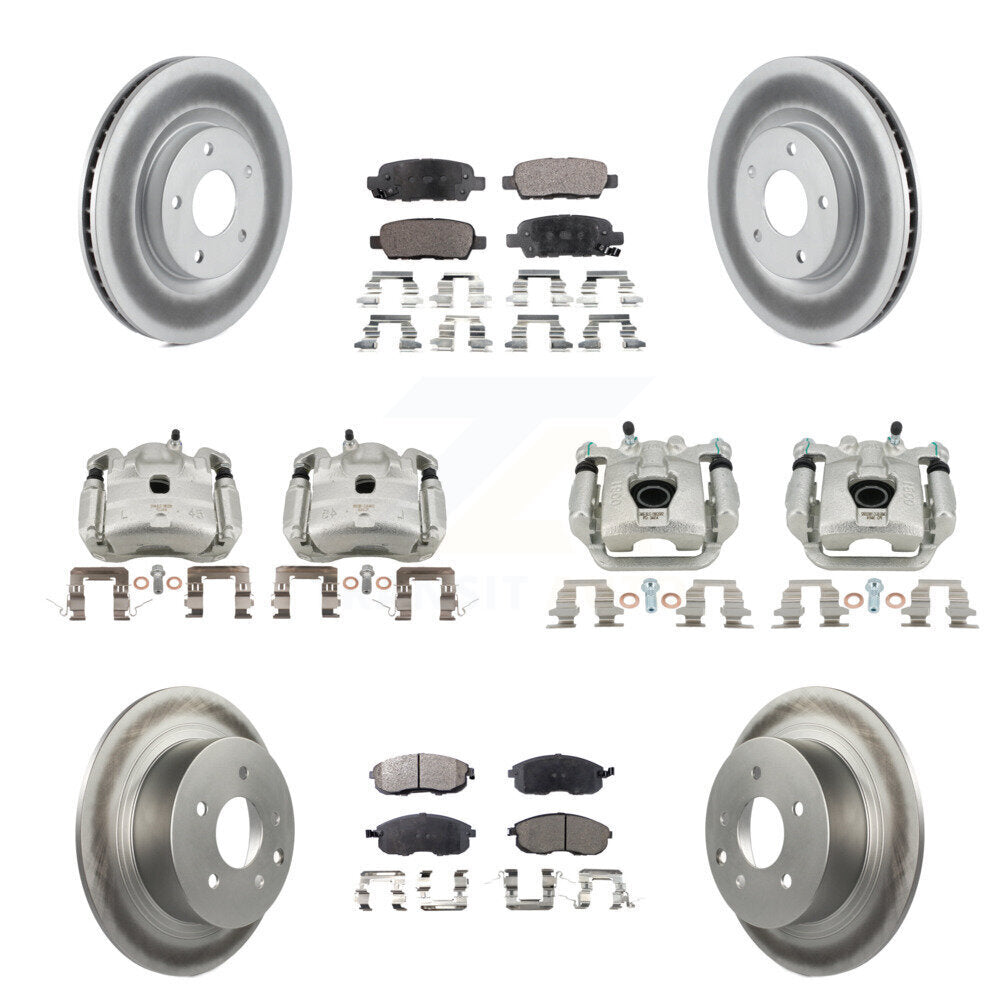 Front Rear Disc Brake Caliper Coated Rotors And Ceramic Pad Kit (10Pc) For Nissan Sentra KCG-100814T