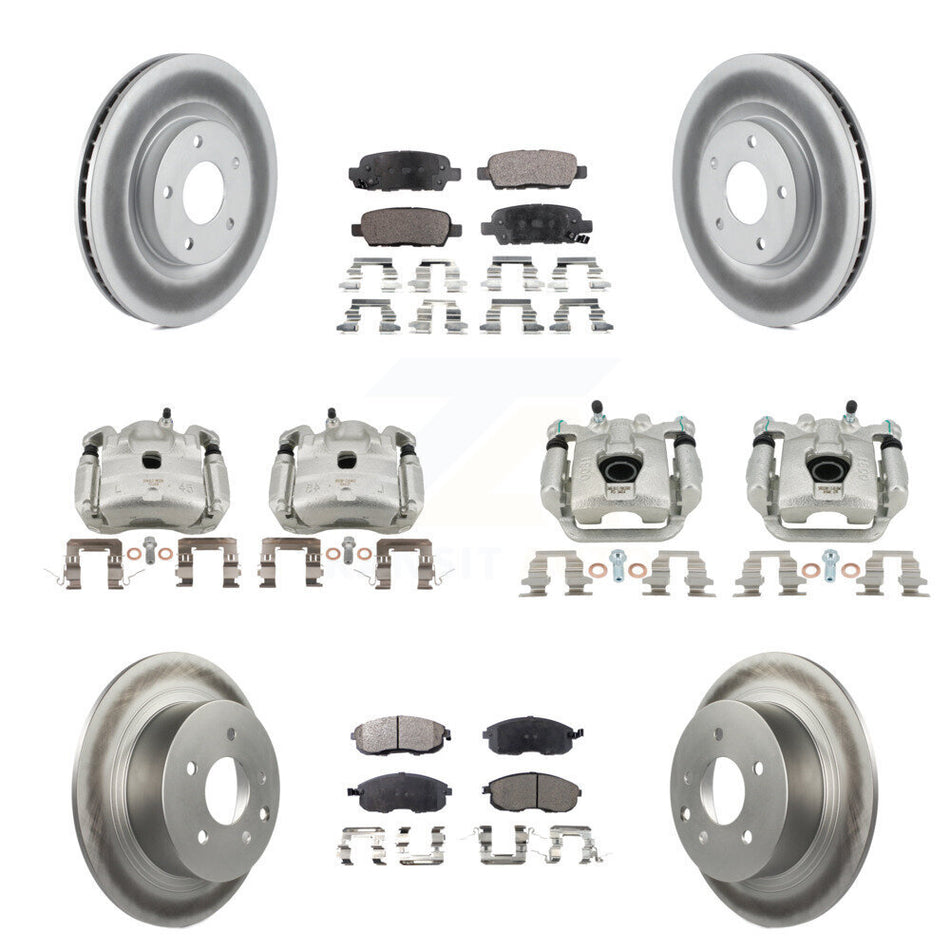 Front Rear Disc Brake Caliper Coated Rotors And Ceramic Pad Kit (10Pc) For Nissan Sentra KCG-100814T