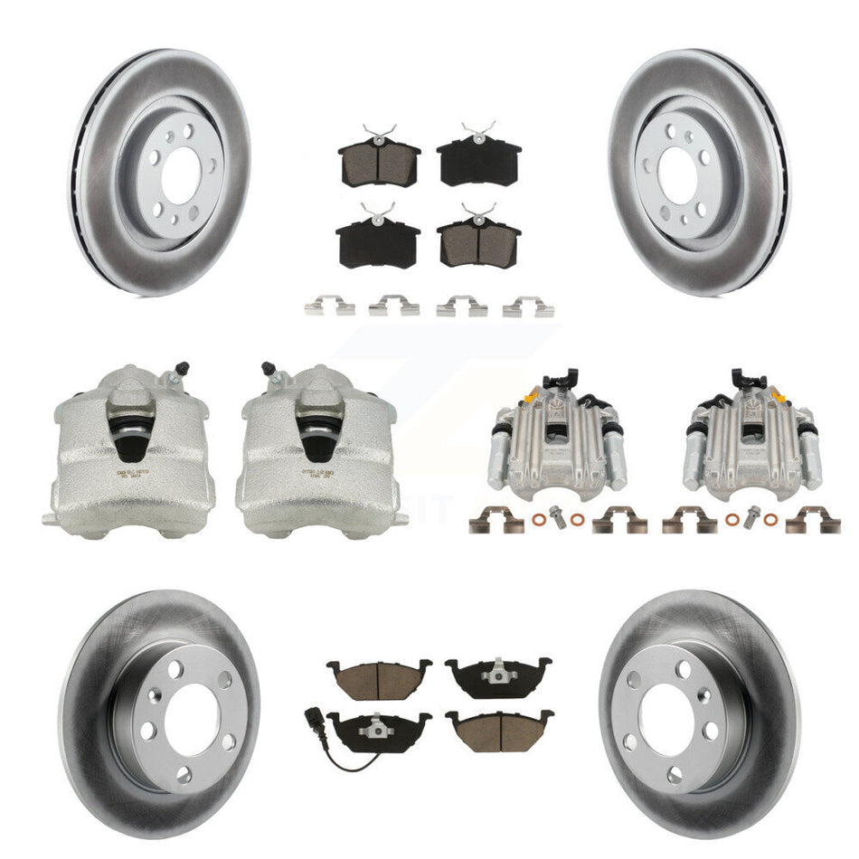 Front Rear Disc Brake Caliper Coated Rotors And Ceramic Pads Kit (10Pc) For Volkswagen Jetta City KCG-100815C