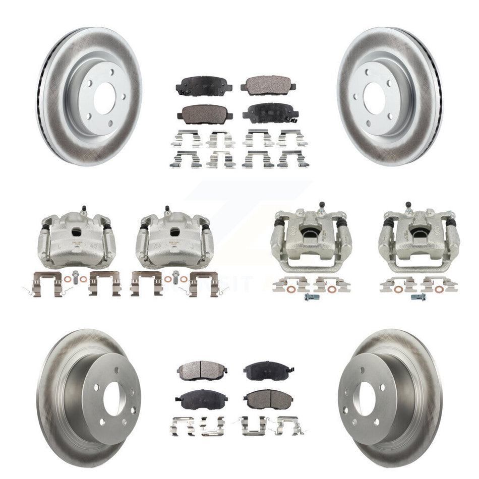 Front Rear Disc Brake Caliper Coat Rotors Semi-Metallic Pad Kit (10Pc) For Nissan Altima KCG-100815P
