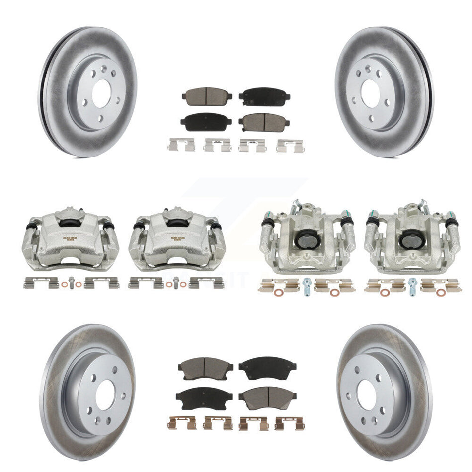 Front Rear Disc Brake Caliper Coated Rotors And Ceramic Pads Kit (10Pc) For Chevrolet Cruze Limited KCG-100816C
