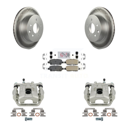 Rear Disc Brake Caliper Coated Rotors And Ceramic Pads Kit For Nissan Rogue Select X-Trail KCG-100816N by Transit Auto