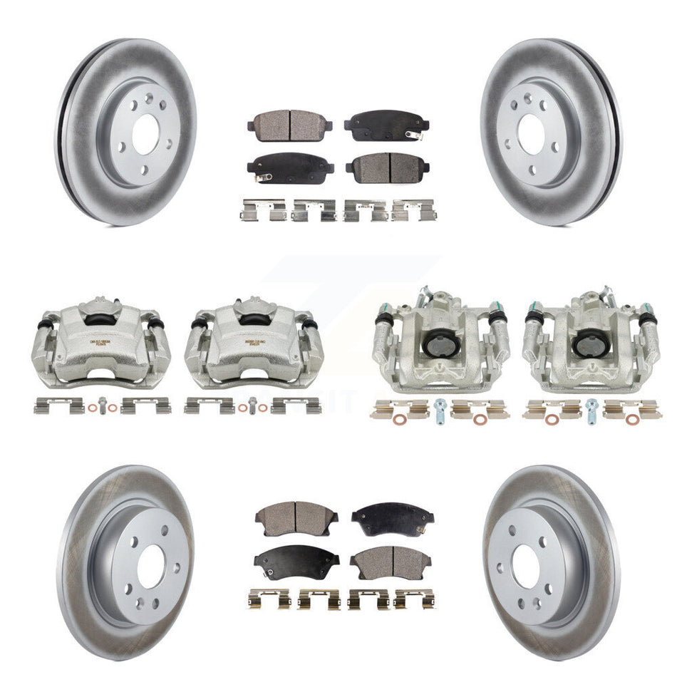 Front Rear Disc Brake Caliper Coated Rotors And Ceramic Pads Kit (10Pc) For Chevrolet Cruze Limited KCG-100816T