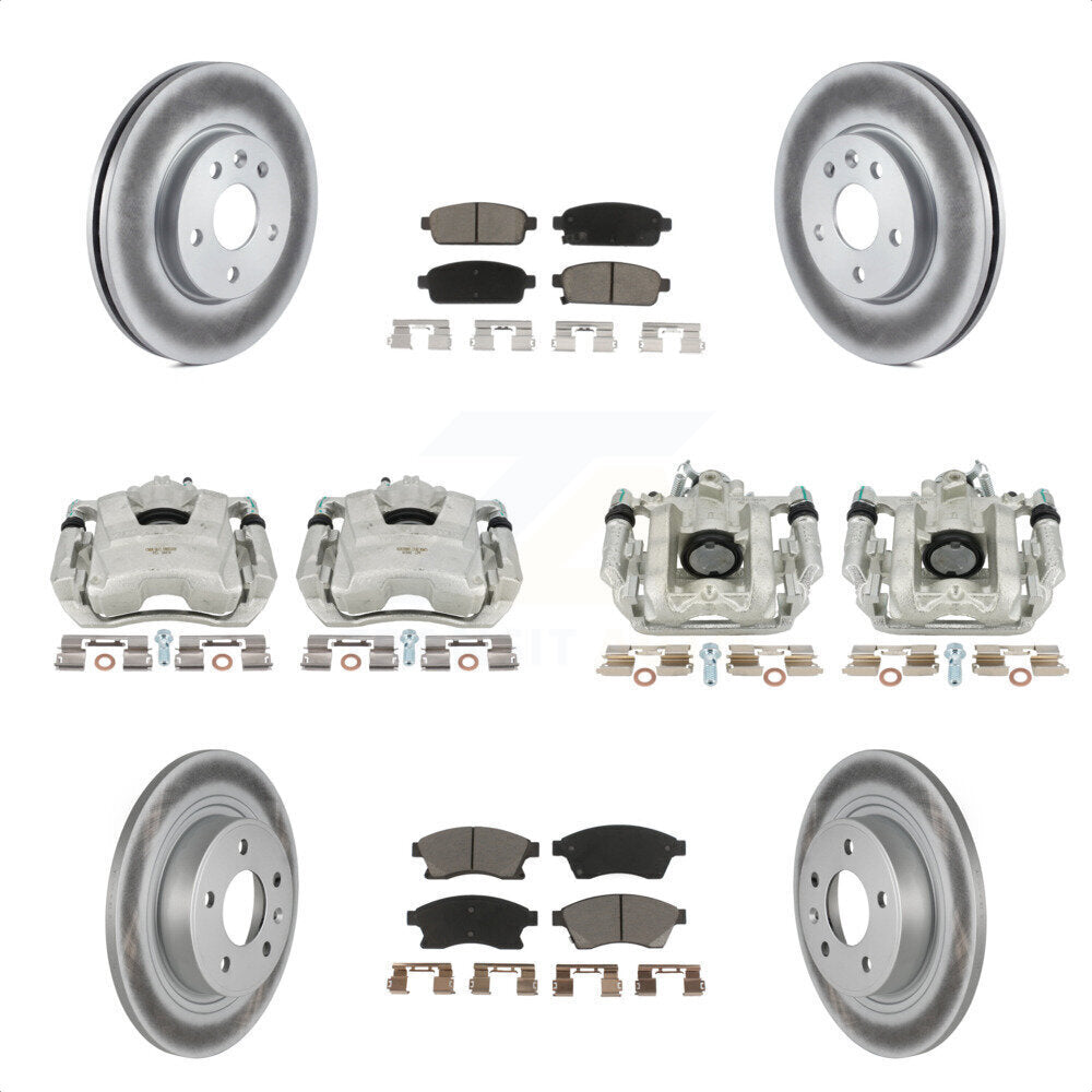 Front Rear Disc Brake Caliper Coated Rotors And Ceramic Pads Kit (10Pc) For 2013 Chevrolet Cruze LT LTZ With 292mm Diameter Rotor KCG-100817C by Transit Auto