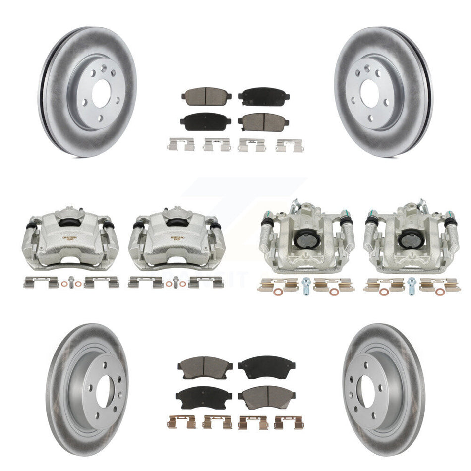 Front Rear Disc Brake Caliper Coated Rotors And Ceramic Pads Kit (10Pc) For 2013 Chevrolet Cruze LT LTZ With 292mm Diameter Rotor KCG-100817C