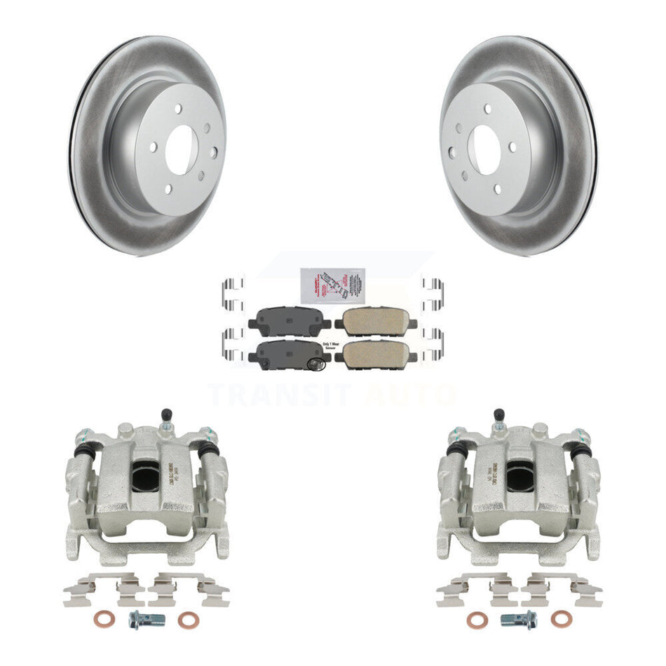 Rear Disc Brake Caliper Coated Rotors And Ceramic Pads Kit For 2013 INFINITI EX37 KCG-100817N by Transit Auto