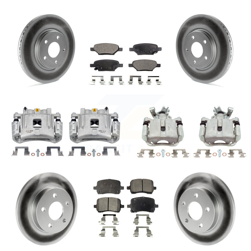 Front Rear Disc Brake Caliper Coat Rotor And Semi-Metallic Pad Kit (10Pc) For Pontiac G6 KCG-100817P