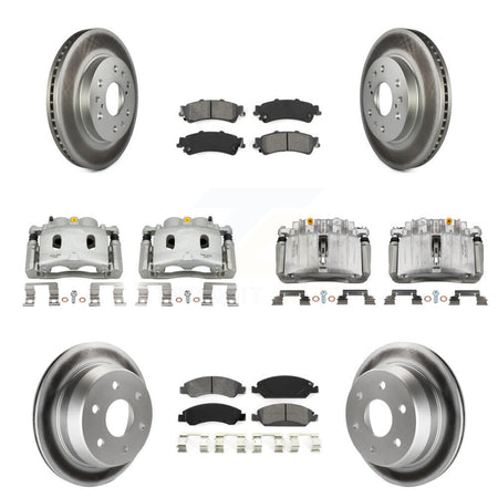 Front Rear Disc Brake Caliper Coated Rotors And Semi-Metallic Pads Kit (10Pc) For KCG-100817S