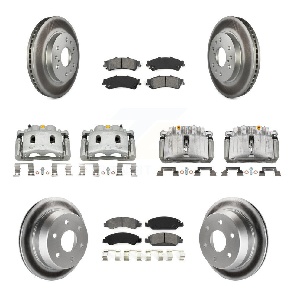 Front Rear Disc Brake Caliper Coated Rotors And Semi-Metallic Pads Kit (10Pc) For KCG-100817S