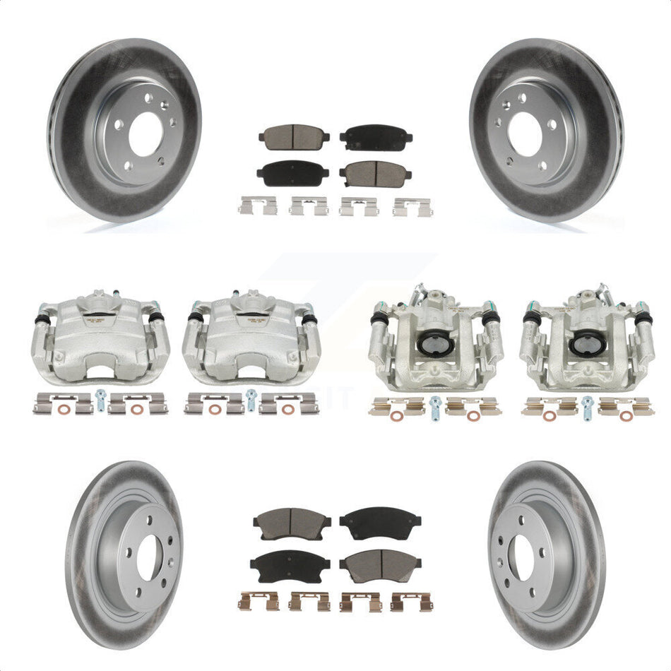 Front Rear Disc Brake Caliper Coated Rotors And Ceramic Pads Kit (10Pc) For Chevrolet Cruze Volt KCG-100818C by Transit Auto