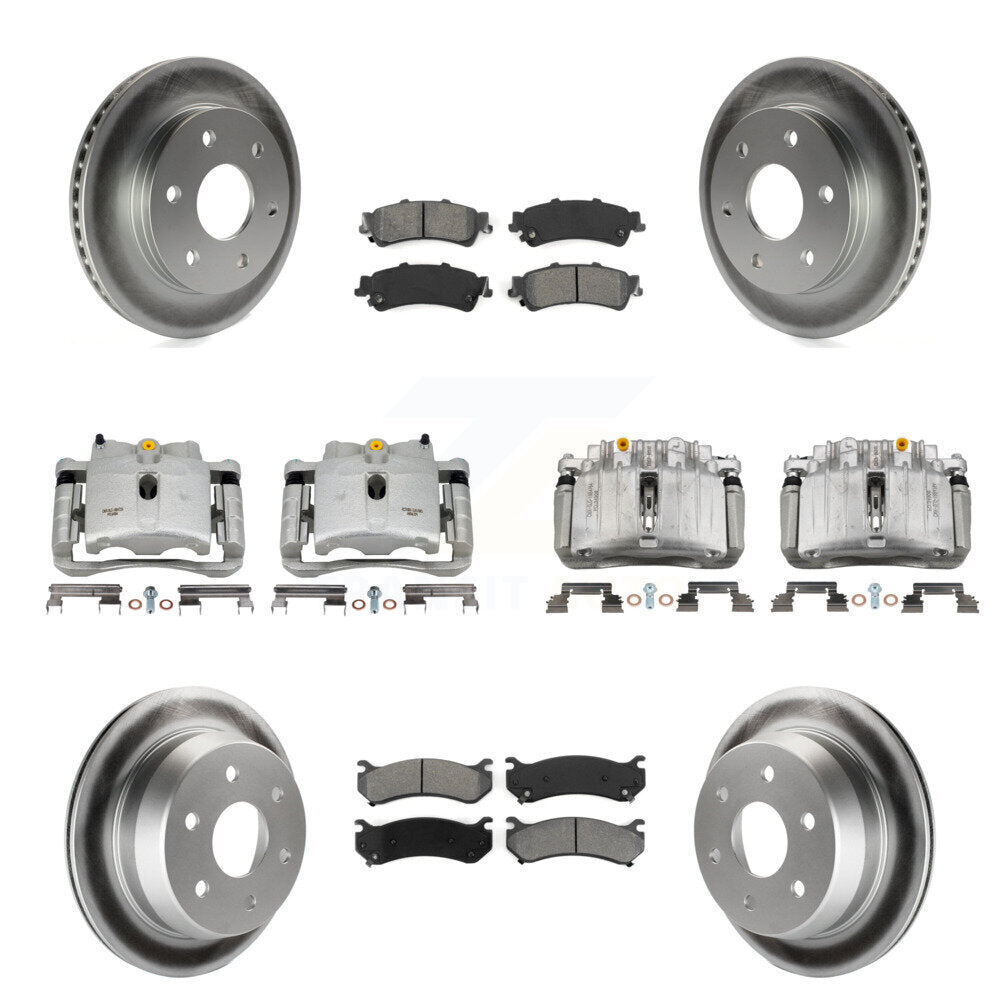 Front Rear Brake Caliper Coat Rotor Semi-Metallic Pad Kit (10Pc) For Chevrolet Silverado KCG-100818S