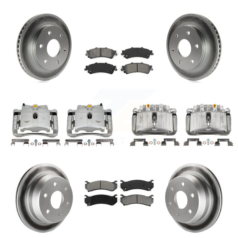 Front Rear Brake Caliper Coat Rotor Semi-Metallic Pad Kit (10Pc) For Chevrolet Silverado KCG-100818S