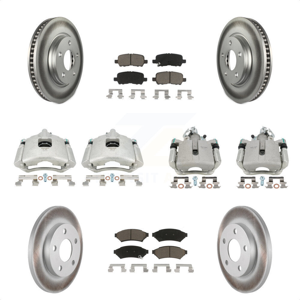 Front Rear Disc Brake Caliper Coated Rotors And Ceramic Pads Kit (10Pc) For Pontiac Grand Prix Buick LaCrosse Allure KCG-100819C by Transit Auto