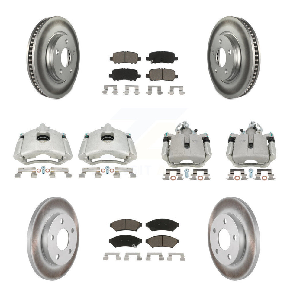 Front Rear Disc Brake Caliper Coated Rotors And Ceramic Pads Kit (10Pc) For Pontiac Grand Prix Buick LaCrosse Allure KCG-100819C