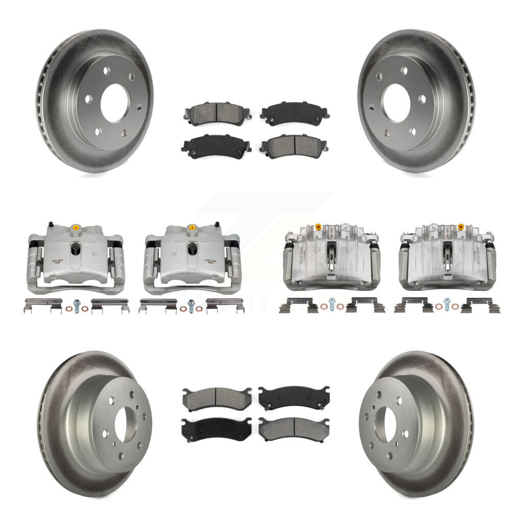 Front Rear Disc Brake Caliper Coated Rotors And Semi-Metallic Pads Kit (10Pc) For KCG-100819S