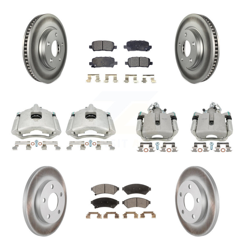 Front Rear Disc Brake Caliper Coated Rotors And Ceramic Pads Kit (10Pc) For Pontiac Grand Prix Buick LaCrosse Allure KCG-100819T