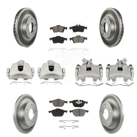 Front Rear Disc Brake Caliper Coated Rotors And Ceramic Pad Kit (10Pc) For Mazda 3 Sport KCG-100820C