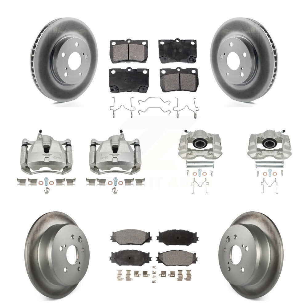 Front Rear Disc Brake Caliper Coat Rotors & Semi-Metallic Pad Kit (10Pc) For Lexus IS250 KCG-100821P
