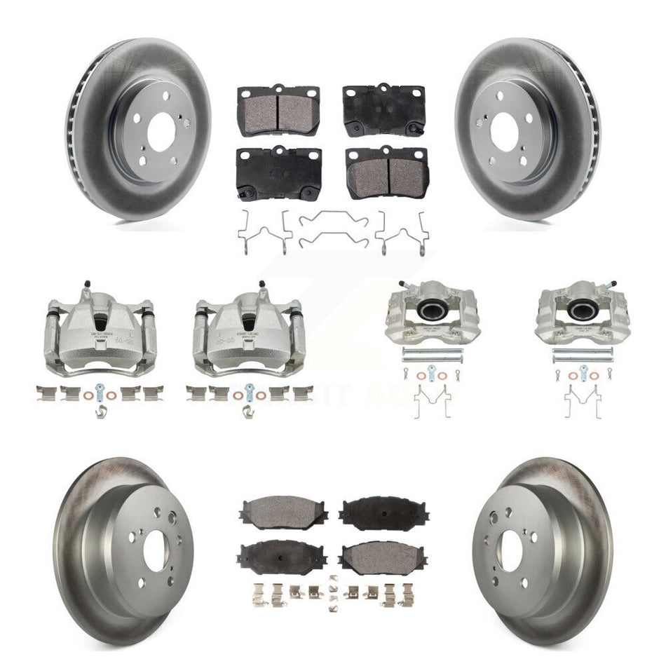 Front Rear Disc Brake Caliper Coat Rotors & Semi-Metallic Pad Kit (10Pc) For Lexus IS250 KCG-100821P