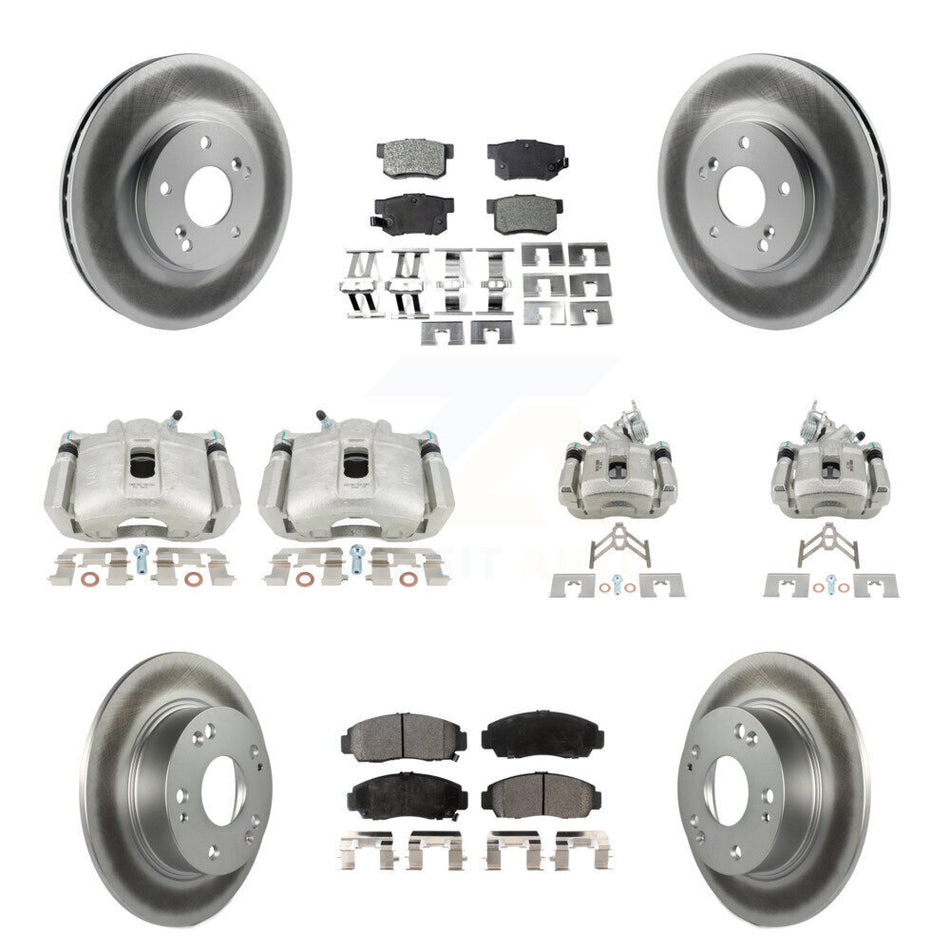 Front Rear Brake Caliper Coat Rotors Semi-Metallic Pad Kit (10Pc) For Honda Accord Acura KCG-100822P