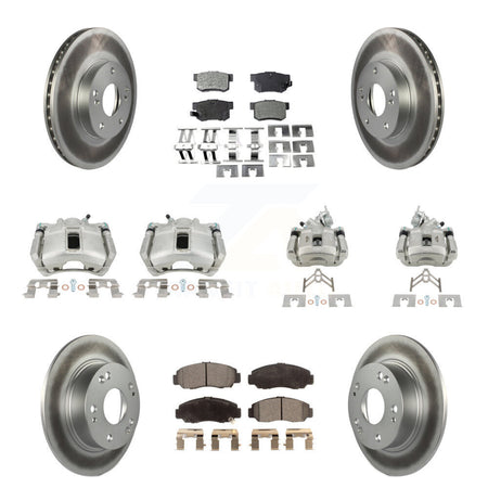 Front Rear Disc Brake Caliper Coat Rotor & Semi-Metallic Pad Kit (10Pc) For Honda Accord KCG-100823P