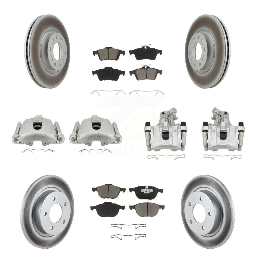 Front Rear Disc Brake Caliper Coated Rotors And Ceramic Pad Kit (10Pc) For Mazda 3 Sport KCG-100824C