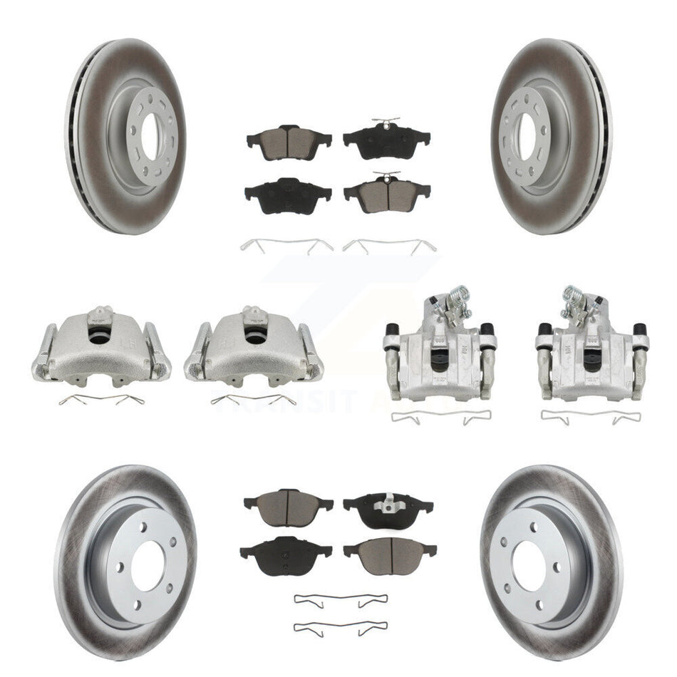 Front Rear Disc Brake Caliper Coated Rotors And Ceramic Pad Kit (10Pc) For Mazda 3 Sport KCG-100824C