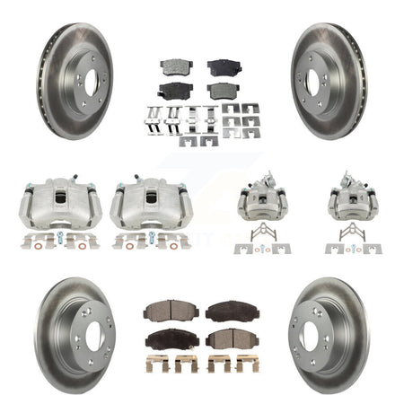 Front Rear Disc Brake Caliper Coat Rotor & Semi-Metallic Pad Kit (10Pc) For Honda Accord KCG-100824P