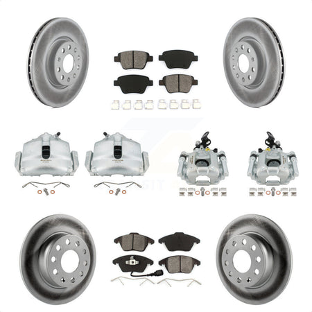 Front Rear Disc Brake Caliper Coated Rotors And Semi-Metallic Pads Kit (10Pc) For Volkswagen Beetle GTI KCG-100824S by Transit Auto