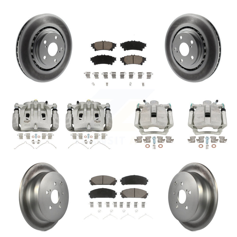 Front Rear Disc Brake Caliper Coat Rotor & Ceramic Pad Kit (10Pc) For Lexus RX350 RX450h KCG-100825C