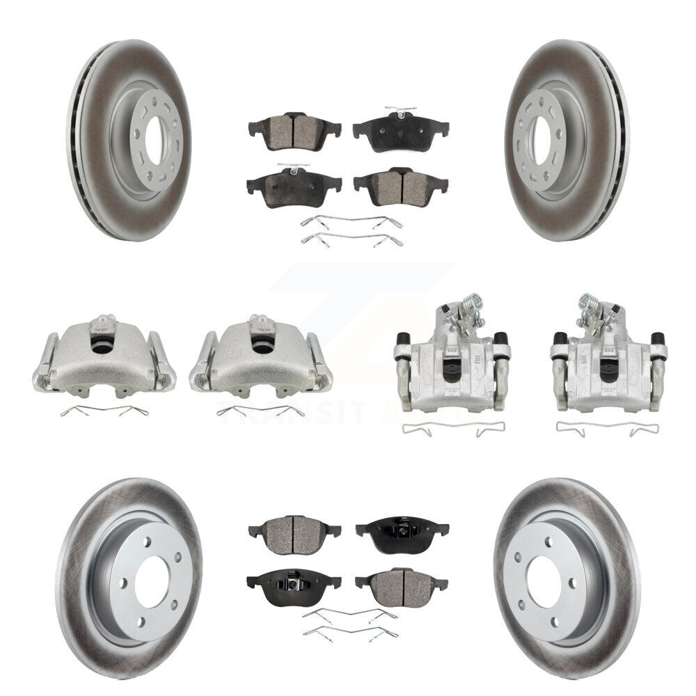 Front Rear Disc Brake Caliper Coated Rotors And Ceramic Pad Kit (10Pc) For Mazda 3 Sport KCG-100825T