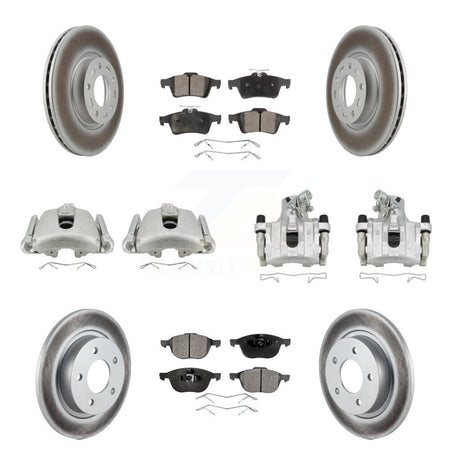 Front Rear Disc Brake Caliper Coated Rotors And Ceramic Pad Kit (10Pc) For Mazda 3 Sport KCG-100825T