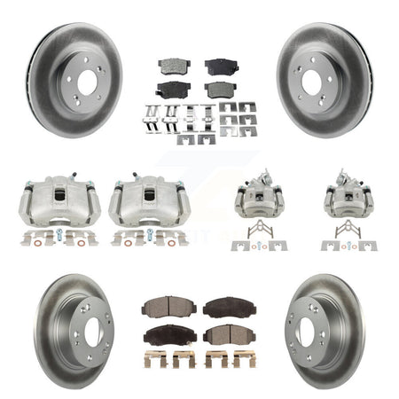 Front Rear Disc Brake Caliper Coat Rotor & Semi-Metallic Pad Kit (10Pc) For Honda Accord KCG-100826P
